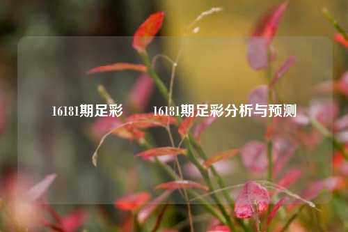 16181期足彩✌️16181期足彩分析与预测