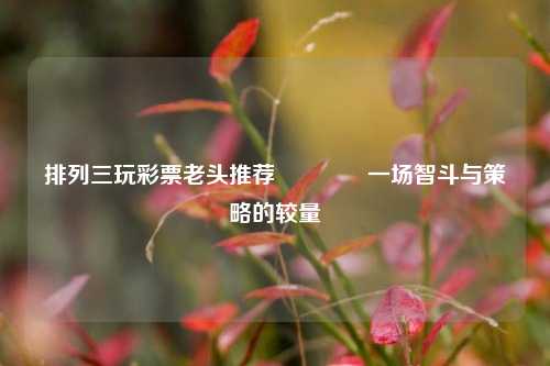 排列三玩彩票老头推荐🌈一场智斗与策略的较量