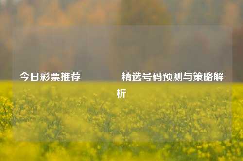 今日彩票推荐🥈精选号码预测与策略解析