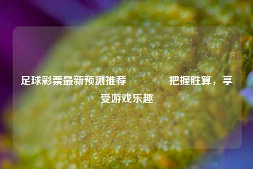 足球彩票最新预测推荐🏅把握胜算，享受游戏乐趣