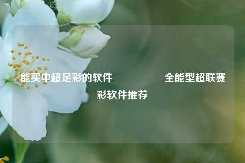 能买中超足彩的软件🎖️全能型超联赛彩软件推荐