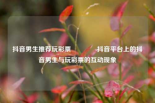 抖音男生推荐玩彩票👍抖音平台上的抖音男生与玩彩票的互动现象
