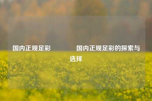 国内正规足彩👍国内正规足彩的探索与选择