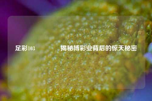 足彩103🏅揭秘博彩业背后的惊天秘密