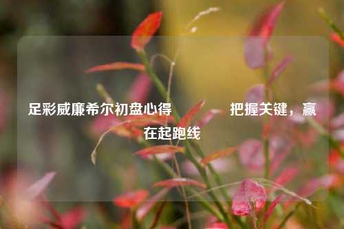 足彩威廉希尔初盘心得👉把握关键，赢在起跑线