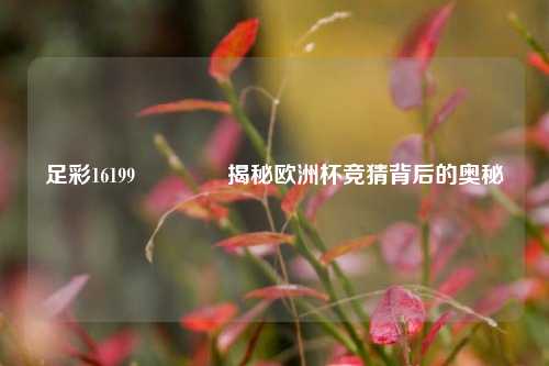 足彩16199🥈揭秘欧洲杯竞猜背后的奥秘