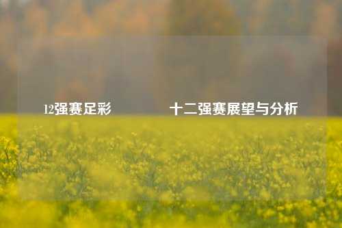 12强赛足彩👈十二强赛展望与分析