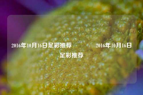 2016年10月16日足彩推荐🏅2016年10月16日足彩推荐