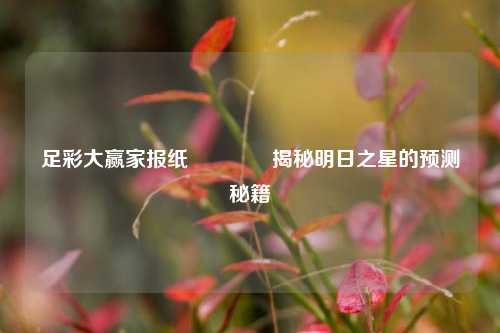 足彩大赢家报纸🥇揭秘明日之星的预测秘籍