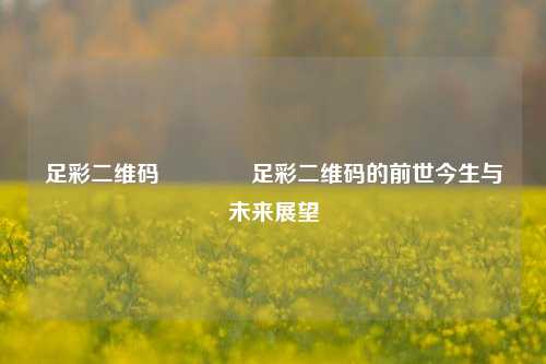 足彩二维码🏆足彩二维码的前世今生与未来展望