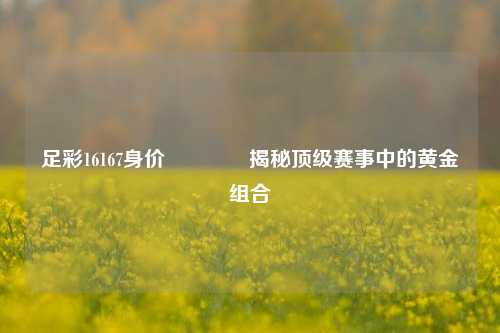 足彩16167身价🏅揭秘顶级赛事中的黄金组合