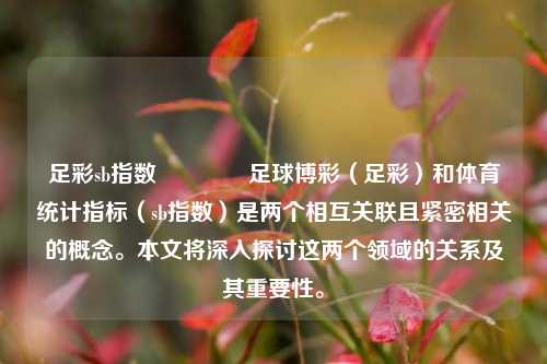 足彩sb指数🥈足球博彩（足彩）和体育统计指标（sb指数）是两个相互关联且紧密相关的概念。本文将深入探讨这两个领域的关系及其重要性。