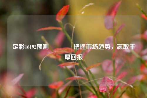 足彩16192预测🏅把握市场趋势，赢取丰厚回报