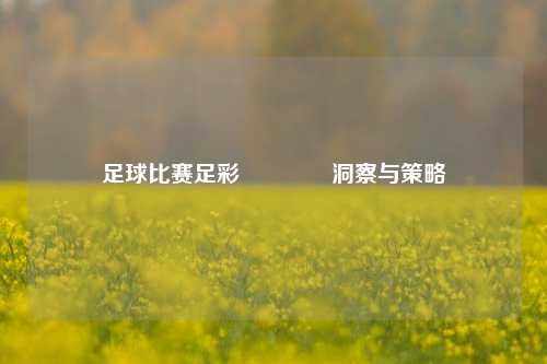 足球比赛足彩🏆洞察与策略