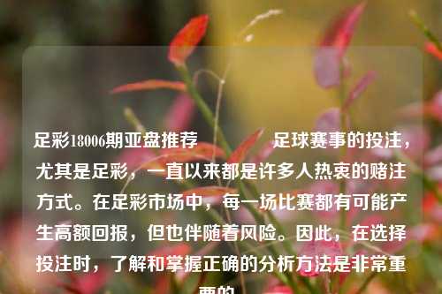 足彩18006期亚盘推荐🥉足球赛事的投注，尤其是足彩，一直以来都是许多人热衷的赌注方式。在足彩市场中，每一场比赛都有可能产生高额回报，但也伴随着风险。因此，在选择投注时，了解和掌握正确的分析方法是非常重要的。