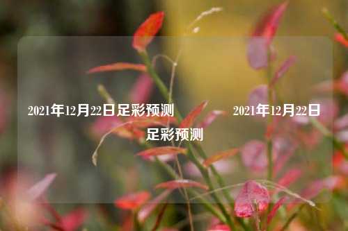 2021年12月22日足彩预测👉2021年12月22日足彩预测