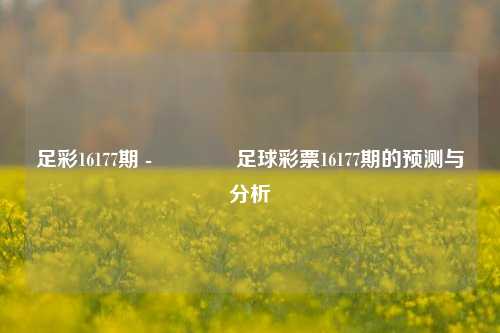 足彩16177期 -🏆足球彩票16177期的预测与分析