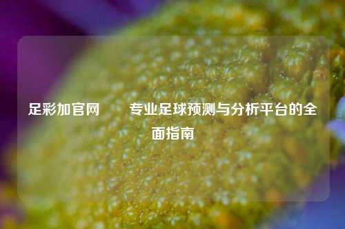 足彩加官网✌️专业足球预测与分析平台的全面指南