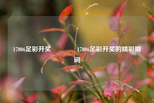 17006足彩开奖🥉17006足彩开奖的精彩瞬间