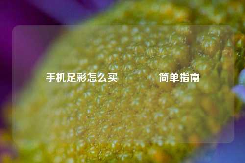 手机足彩怎么买🥇简单指南