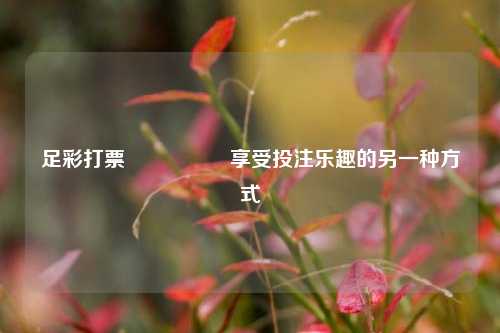 足彩打票🎖️享受投注乐趣的另一种方式
