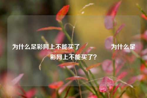 为什么足彩网上不能买了🎖️为什么足彩网上不能买了？