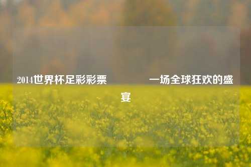 2014世界杯足彩彩票👍一场全球狂欢的盛宴