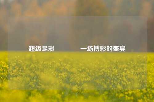 超级足彩🥉一场博彩的盛宴