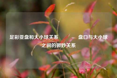 足彩亚盘和大小球关系👍盘口与大小球之间的微妙关系