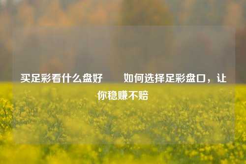 买足彩看什么盘好✌️如何选择足彩盘口，让你稳赚不赔