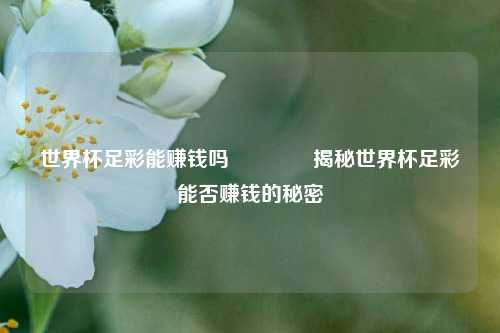 世界杯足彩能赚钱吗👉揭秘世界杯足彩能否赚钱的秘密