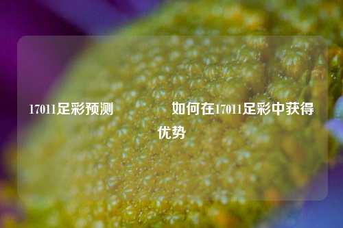 17011足彩预测🥉如何在17011足彩中获得优势