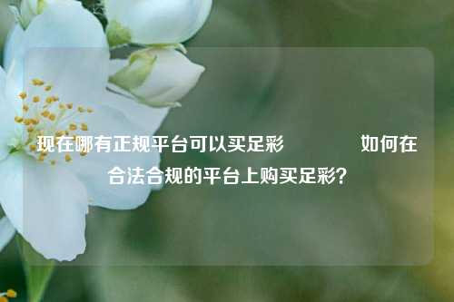 现在哪有正规平台可以买足彩👉如何在合法合规的平台上购买足彩？
