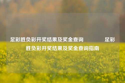 足彩胜负彩开奖结果及奖金查询🥉足彩胜负彩开奖结果及奖金查询指南