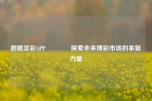 胆略足彩APP🥇探索未来博彩市场的革新力量
