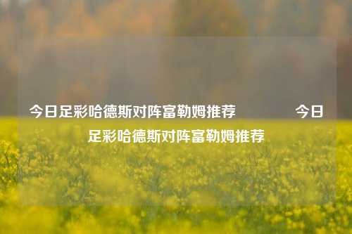 今日足彩哈德斯对阵富勒姆推荐👈今日足彩哈德斯对阵富勒姆推荐