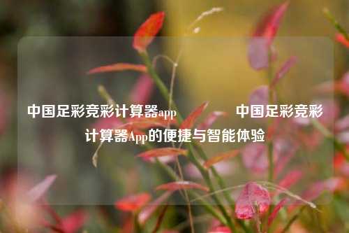 中国足彩竞彩计算器app🥈中国足彩竞彩计算器App的便捷与智能体验