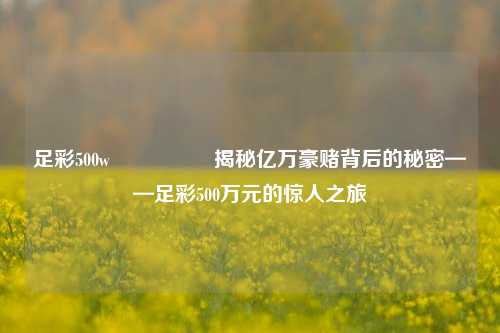 足彩500w🎖️揭秘亿万豪赌背后的秘密——足彩500万元的惊人之旅
