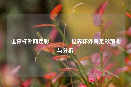 世界杯外网足彩👉世界杯外网足彩预测与分析