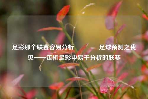 足彩那个联赛容易分析🥇足球预测之我见——浅析足彩中易于分析的联赛