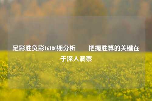 足彩胜负彩16180期分析✌️把握胜算的关键在于深入洞察