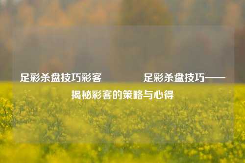 足彩杀盘技巧彩客🌈足彩杀盘技巧——揭秘彩客的策略与心得