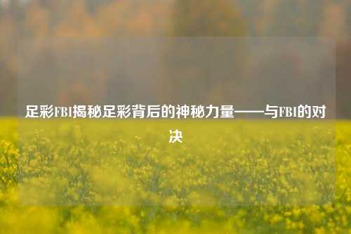 足彩FBI揭秘足彩背后的神秘力量——与FBI的对决