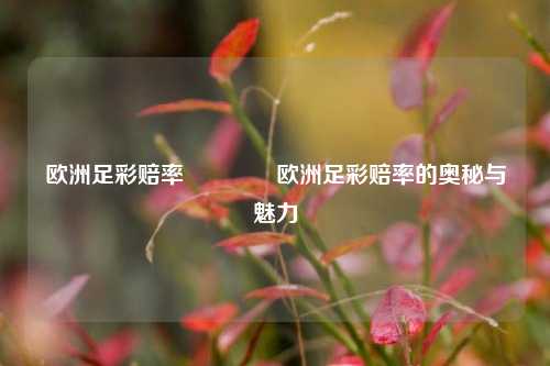 欧洲足彩赔率🥉欧洲足彩赔率的奥秘与魅力