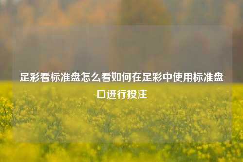 足彩看标准盘怎么看如何在足彩中使用标准盘口进行投注