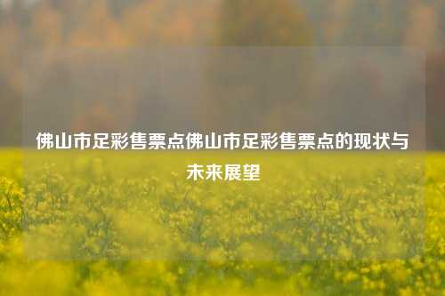 佛山市足彩售票点佛山市足彩售票点的现状与未来展望