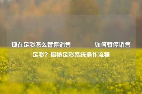 现在足彩怎么暂停销售👉如何暂停销售足彩？揭秘足彩系统操作流程