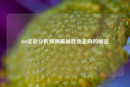 360足彩分析预测揭秘胜负走向的秘密