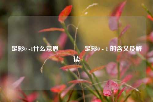 足彩0 -1什么意思🥉足彩0 - 1 的含义及解读