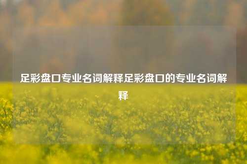 足彩盘口专业名词解释足彩盘口的专业名词解释